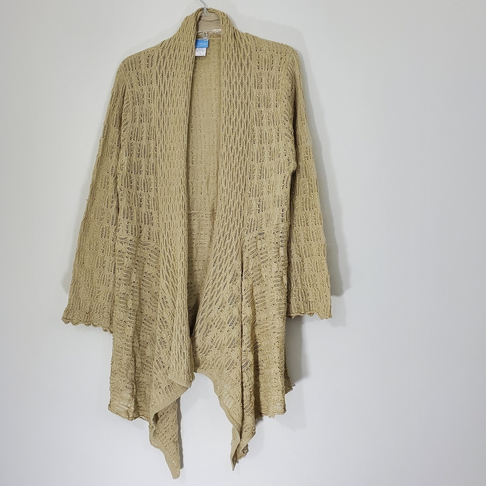 Comfort Corner Long Knit Tan Sweater, Size Medium